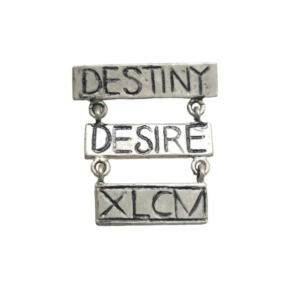 Destiny Desire XLCM Three Bar Brooch Pin Silver Tone Vintage